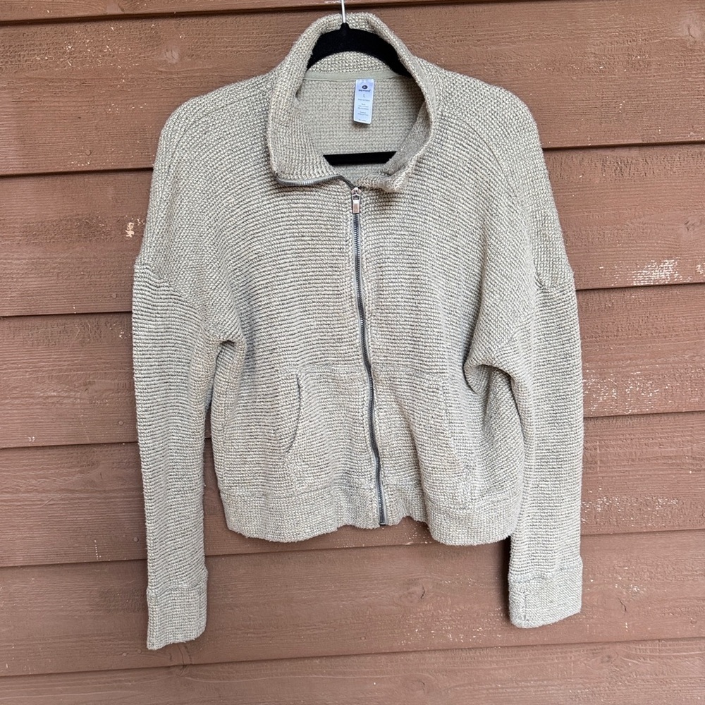90 Degree By Reflex Beige Soft Knit Kids Zip-Up Sweater size Large